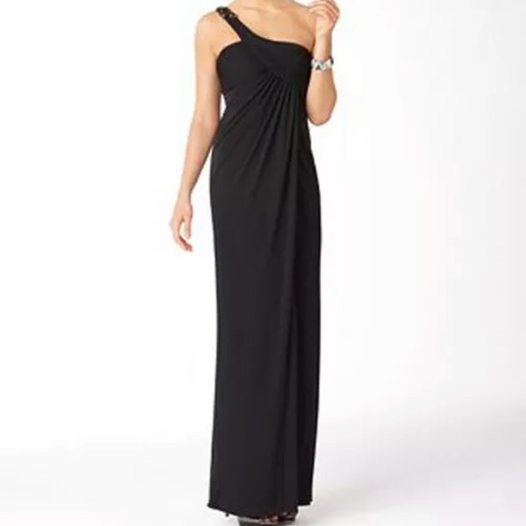 Bcbgmaxaria column black gown with one shoulder size Small - Picture 2 of 10